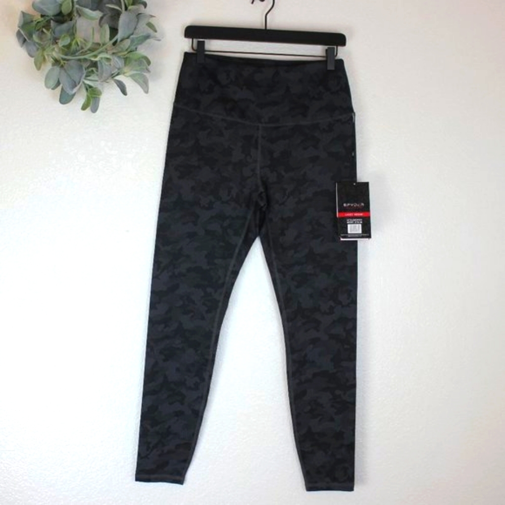 Spyder Lined Thick High Rise Dark Camo Workout Leggings